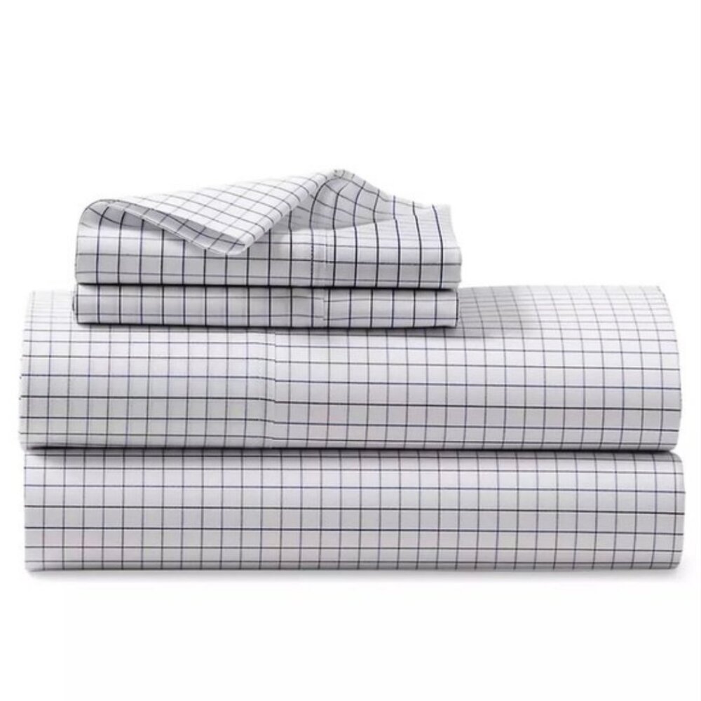 4 Pc Set Ralph Lauren Organic Tattersall King Flat Queen Fitted Pillowcases